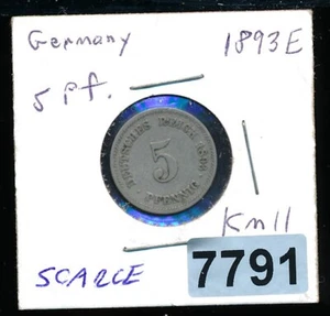 GERMANY -  5 PF. - 1893-E  - K11- SCARCE - #7791 - Picture 1 of 2