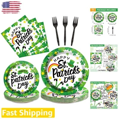 Kit Completo Decoraciones Día de San Patricio - Platos, Servilletas, Tenedores para 24 Invitados Foto 1 de 4