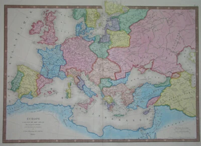1835 RARE original MAP EUROPE POLAND LITHUANIA UKRAINE SERBIA SPAIN ITALY GREECE - Image 1 of 4