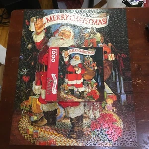 Vintage SPRINGBOK "Merry Christmas Santa" 1000 Pc Puzzle 24"x30", COMPLETE! - Picture 1 of 9