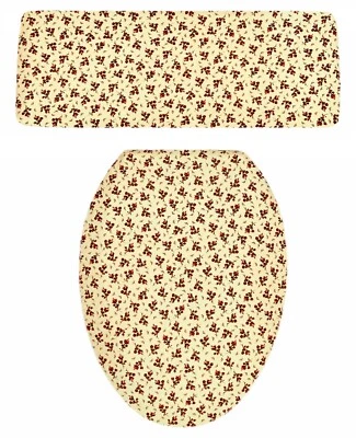 Juego de cubierta de asiento de inodoro de baño amarillo crema mantequilla mini estampado francés Calico Foto 1 de 3