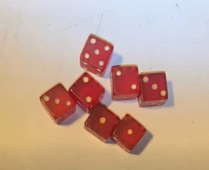 Lot 7 Bakelite Red Mini Dice Die - Picture 1 of 3