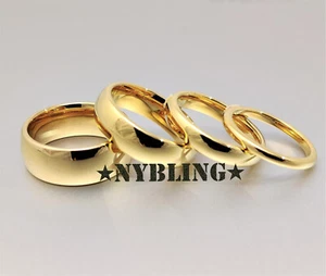 18k Gold Plated Tungsten Carbide Engagement Wedding Band Mens Womens Bridal Ring - Picture 1 of 14
