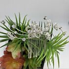 Crystal Floral Spray Hair Comb Platinum Silver Flower Scroll David’s Bridal