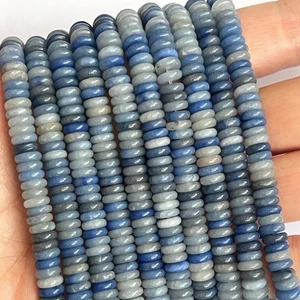 Cuentas espaciadoras Heishi rondelle aventurina azul natural de 2x6 mm para hacer joyas - Imagen 1 de 7