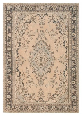 复古东方手工编织地毯 6 英尺 8 英寸 x 9 英尺 4 英寸传统羊毛小地毯 — 第 1/4 张图片