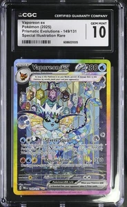 (PSA) CGC 10 Vaporeon ex Prismatic Evolutions SIR Full Alt Art Pokemon Card #149 - Picture 1 of 2