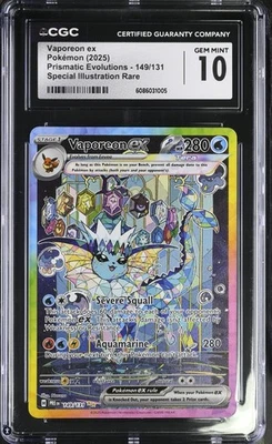 (PSA) CGC 10 Vaporeon ex Prismatic Evolutions SIR Full Alt Art Pokemon Card #149 - Image 1 of 2