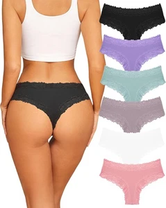 Damen Baumwolle Unterwäsche Sexy Spitze Hipster Höschen Weich Atmungsaktiv Baumwolle - Bild 1 von 11