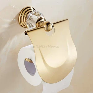 Luxury Crystal Deco Toilet Paper Holder Bathroom Wall Tissue Paper Storage Shelf - Picture 1 of 8
