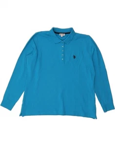 U.S. POLO ASSN. Womens Long Sleeve Polo Shirt UK 20 2XL Blue Cotton DF11 - Picture 1 of 3