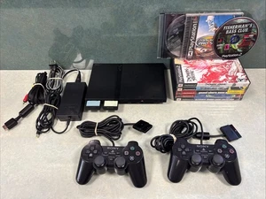 Sony PlayStation 2 PS2 Slim Console Nera SCPH-75001 BUNDLE TESTATO - Foto 1 di 17