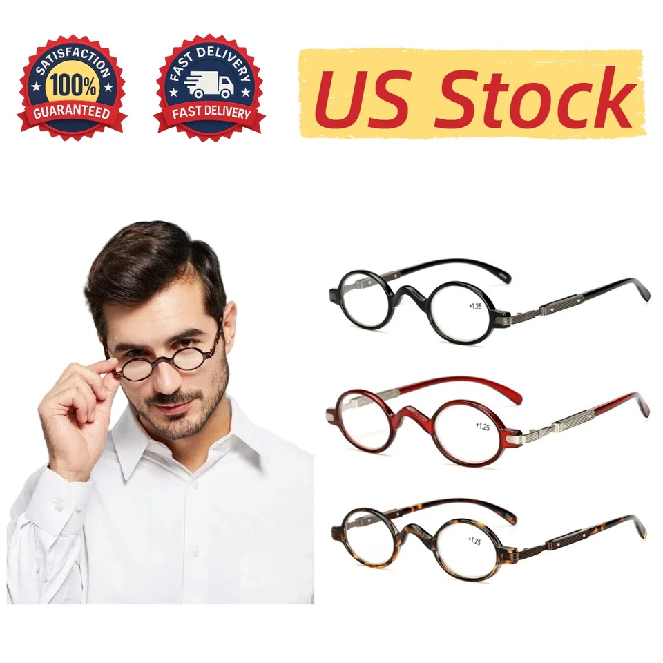 Gafas de lectura redondas pequeñas retro vintage lectores 1.0 1.5 2.0 2.5 3.0 3.5 Foto 1 de 4