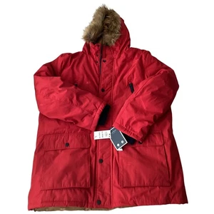 Club Room Men's Red Performance Parka Coat Faux Fur Hood Water-Resistant XL - Picture 1 of 8