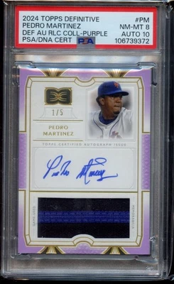 2024 Topps Definitive Pedro Martinez - Definitive Auto Relic Purple /5 - PSA 8 - Image 1 of 2