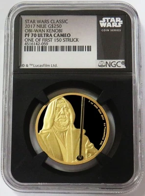 2017 GOLD NIUE $250 OBI-WAN KENOBI 1oz STAR WARS NGC PF 70 UC 1 OF FIRST 150 - Image 1 of 2