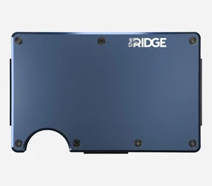 The Ridge Minimalist Wallet Card Holder- Metal Wallet With Cash Strap Lake Blue - Picture 1 of 4