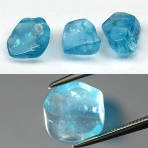 💎 Lotto 3 pezzi 5,67 ct lucidato grezzo naturale blu apatite - non riscaldato, gemme Africa - Foto 1 di 6