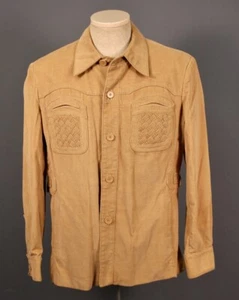 VTG Men's 1970s Light Brown / Tan Corduroy Leisure Jacket Sz M 40 R 70s Disco - Picture 1 of 7