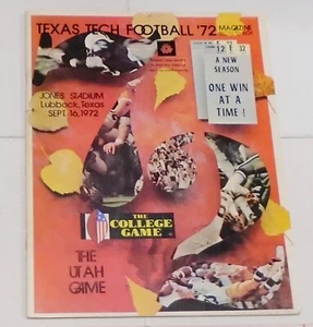 1972 Texas Tech Red Raiders vs Utah Utes Football Program 82713 - Picture 1 of 3