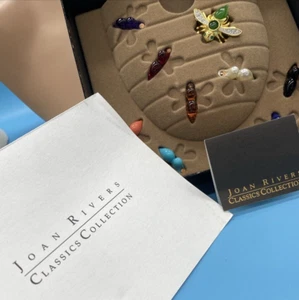 Juego de broches Joan Rivers Bumble Bee tono dorado 10 colores intercambiables nuevo en caja/de colección - Imagen 1 de 9