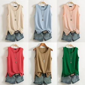 Women's Tank Tops Summer Sleeveless Cami Blouses Ladies Vest Tee T Shirt US- - Picture 1 of 23