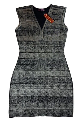 Hale Bob Dress Sz XS Night Town Silver Sheath Stretch NWT $364 - Image 1 of 4