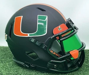 CUSTOM RIDDELL SPEED MINI FOOTBALL HELMET - MIAMI HURRICANES - Picture 1 of 8