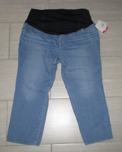 ISABEL MATERNITY by Ingrid & Isabel STRAIGHT CROP + CROSSOVER PANEL BLUE JEAN 18 - Picture 1 of 4
