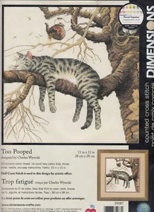 Dimensions TOO POOPED Counted Cross Stitch Kit 28 x 28cm #35087 Tracked Post - Imagen 1 de 1