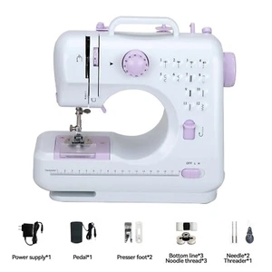 505A Mini Sewing Household Machine 12 Stitches 110V US Plug with Purple Buttons - Picture 1 of 22