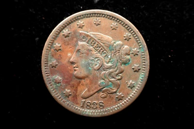 KAPPYSCOINS G8085 1838 VF VERY FINE CORONET HEAD   LARGE CENT - Image 1 of 2