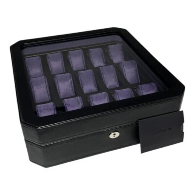 Wolf 458503 Windsor 15 Piece Watch Box in Black & Purple MSRP $405 - Image 1 of 4