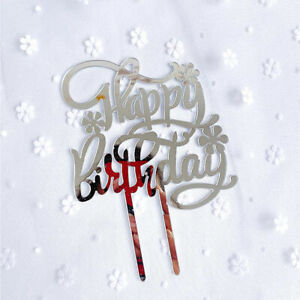 Acrylic Happy Birthday Cake Topper Cupcake Dessert Decor Birthday Party Supplies