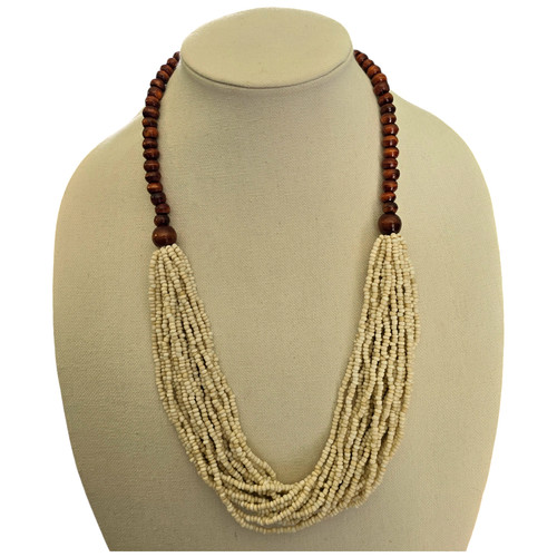 VETEMENTS Collana Vintage Multi Filo Perline Torsata Vetro Legno Perline Boemia 26"