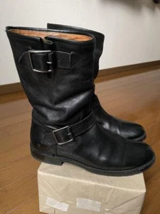 FRYE Boots Leather Black Veronica Engineer Boots Size US 9 - Picture 1 of 10