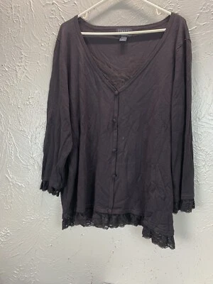 Cárdigan Finity Suéter Tejido Top Encaje Ribete Marrón Mujer Talla Grande 2X Nuevo con Etiquetas Foto 1 de 4