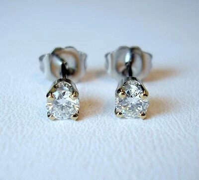 Aretes de diamantes naturales de 0,33 quilates dos GH SI-1 oro blanco de 14 k costaba $1.050 video Foto 1 de 4