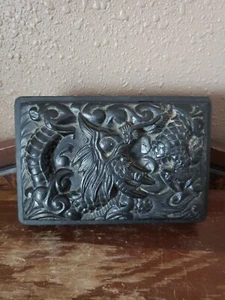 Carved Stone Inkslab Inkstone Dragon Caligraphy Ink Well Asian China LG 7x4.5" - Picture 1 of 13