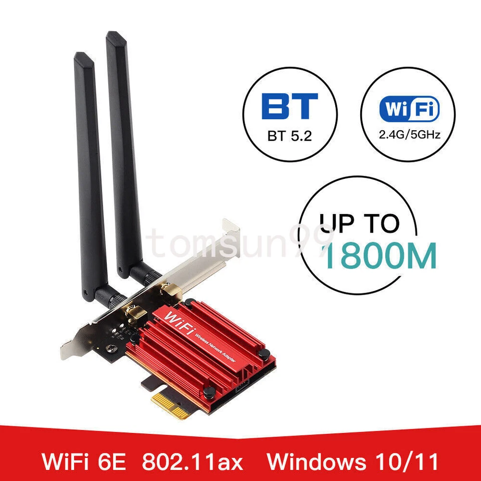 WiFi 6 AX1800 Desktop PC PCIe WiFi Card Dual Band Bluetooth 5.2 Network Adapter - Image 1 of 4
