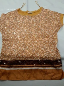Orsay Ladies Top. Gold. Animal Print. Short Sleeve. Size large - Picture 1 of 4