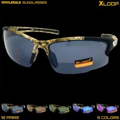 WHOLESALE LOT Mens Sports Wrap Camouflage Military Tactical SUN GLASSES 12 Pairs - Image 1 of 4