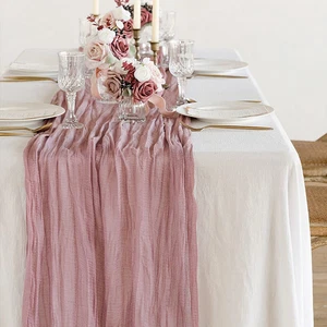 Table Setting Tablecloth Table Runner Pleated Table Runner Semi-Sheer Gauz - Picture 1 of 27