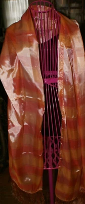 Women Accessory STUDIO  Metallic Textured SCARF PINKS ITALY 100% POLY 18" X 82" - Image 1 of 3