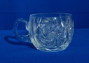 American Cut Crystal Corp Punch Cup Clear 12-point Star Pinwheel Czechoslovakia - Picture 1 of 5