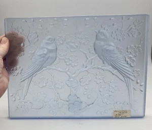 Vintage Kunst Glas ~ mattiertes Vogel Paar Plakette ~ 10 "mal 7-1/2" - Bild 1 von 8