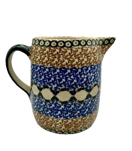 Antica Brocca in Spugna Blu Verde Marrone Erphila Germania 5”H x 6,25”L x 4”W - Foto 1 di 15