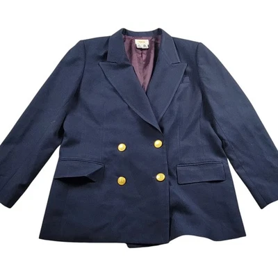 Blazer Talbots Mujer 14 Azul Lana Chaqueta Pecho Único Botones Dorados  Foto 1 de 4