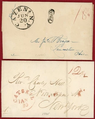 US x2 Classic Stampless Covers; Castile, NY (1835/1/20) & Cazen, NY (1840/6/20) - Image 1 of 2