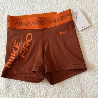 Pantalones Cortos de Entrenamiento Dri-FIT Para Mujer Nike Pro 3" Óxido con Letras Naranjas Talla XS Nuevo con Etiquetas Foto 1 de 4
